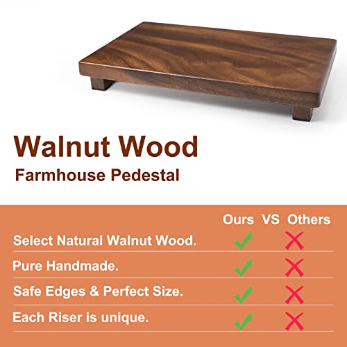kulusion Wood Riser For Display Walnut Wood Pedestal Stand, farmhouse decor Soap Tray, Displays Your Plant Bottles Candles for Your Home Kitchen (Large, 12 x 7.1 x1.57Inch) - Image 2