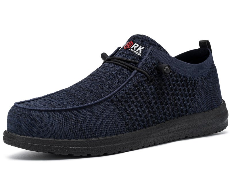 LARNMERN Slip On Steel Toe Shoes Men Lightweight Comfortable Lounging Walking Sneakers Safety Work Steel Toe Loafers(11 Men, Dark Navy) - Image 1