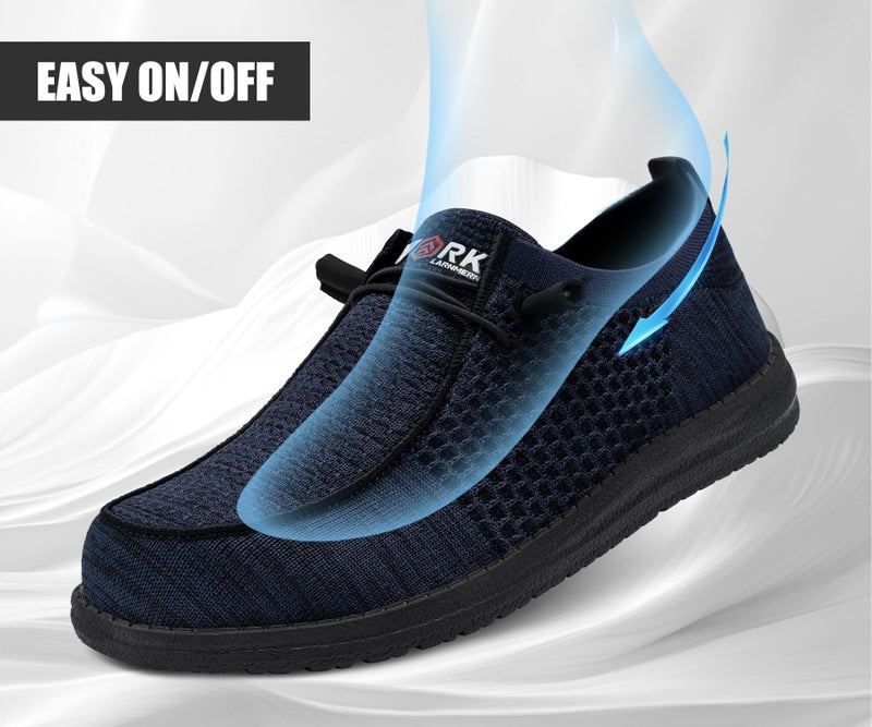 LARNMERN Slip On Steel Toe Shoes Men Lightweight Comfortable Lounging Walking Sneakers Safety Work Steel Toe Loafers(11 Men, Dark Navy) - Image 4