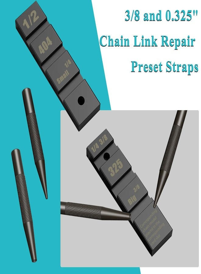 Atunee Pocket Chainsaw Breaker with 12 Sets Chainsaw Chain Joiner Link Repair Kit for Punch and Joiner- 3/8 & 0.325" Chain Link Repair Preset Straps - Image 4