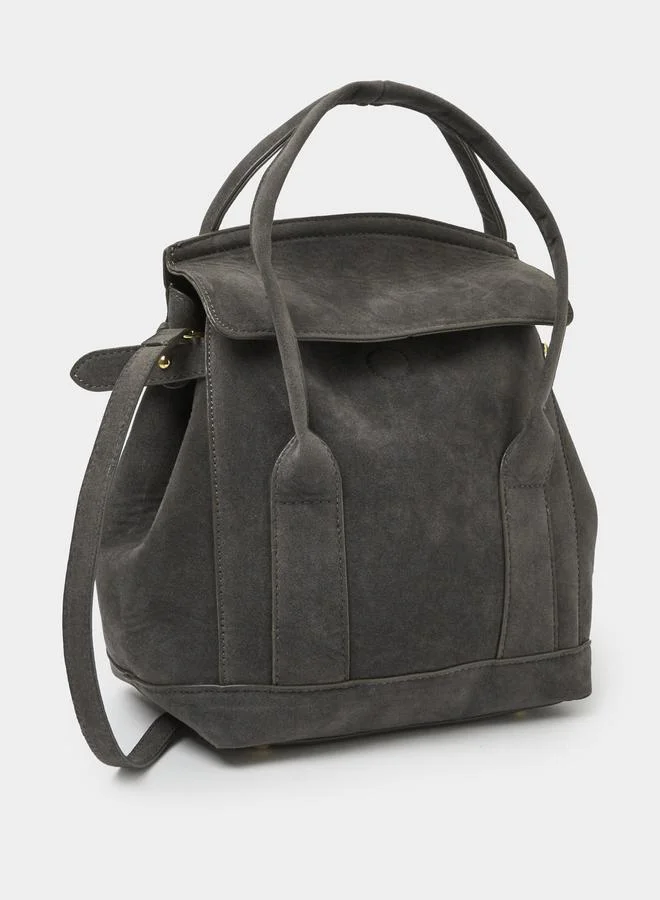 ستايلي Grey Microsuede Handbag