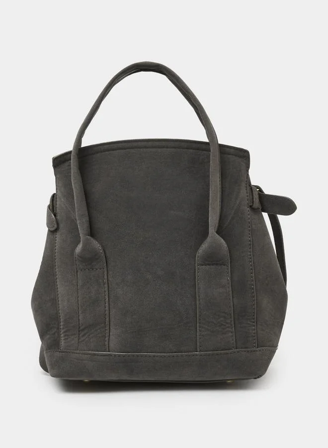 ستايلي Grey Microsuede Handbag