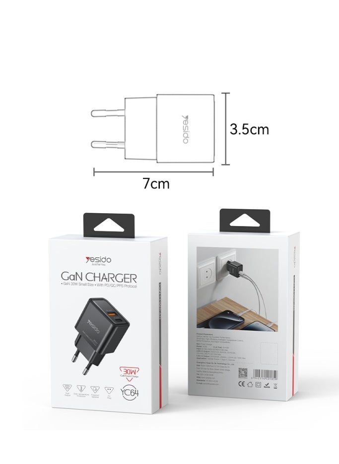 Yesido - Yesido-Gan Charger-Gan 30W Small Size-With (PD-QC-PPS)Protocol-YC64 - Image 1