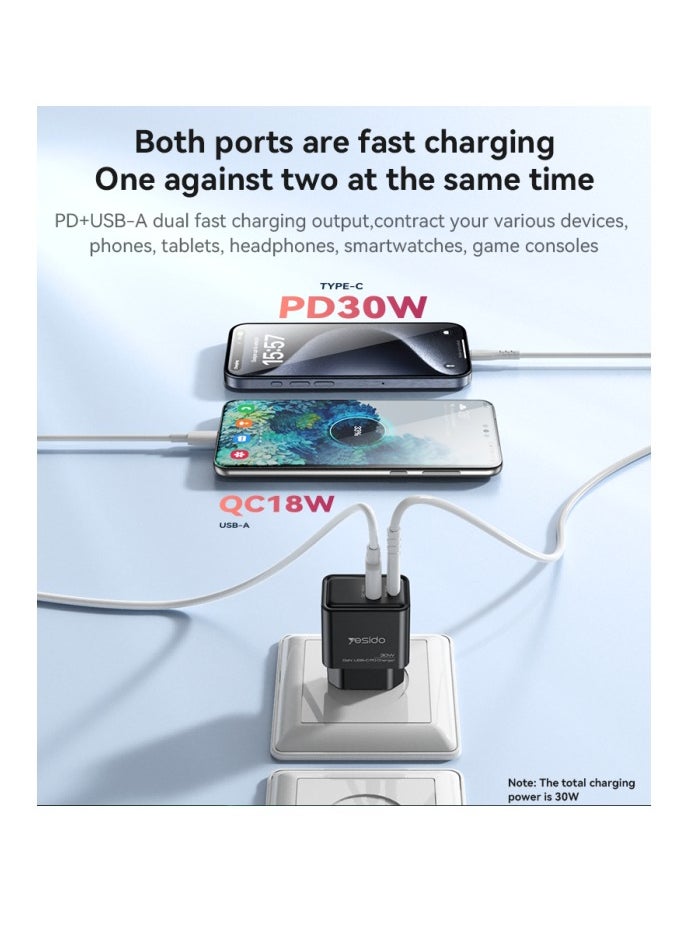 Yesido - Yesido-Gan Charger-Gan 30W Small Size-With (PD-QC-PPS)Protocol-YC64 - Image 1