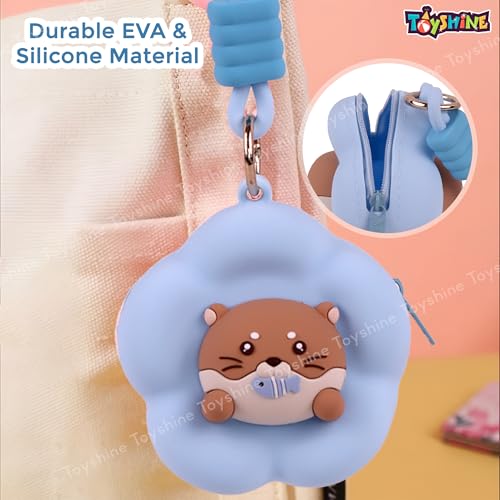 Toyshine Cute Dog Design Stylish EVA Handy Pouch Cum Silicone Purse Mini Portable Size, Easy to Clean with Durable Metal Zipper, Integrated Strap for Girls Kids, Blue - Image 4