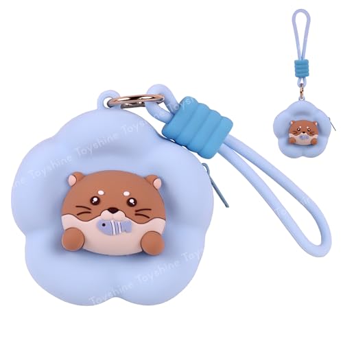 Toyshine Cute Dog Design Stylish EVA Handy Pouch Cum Silicone Purse Mini Portable Size, Easy to Clean with Durable Metal Zipper, Integrated Strap for Girls Kids, Blue - Image 1
