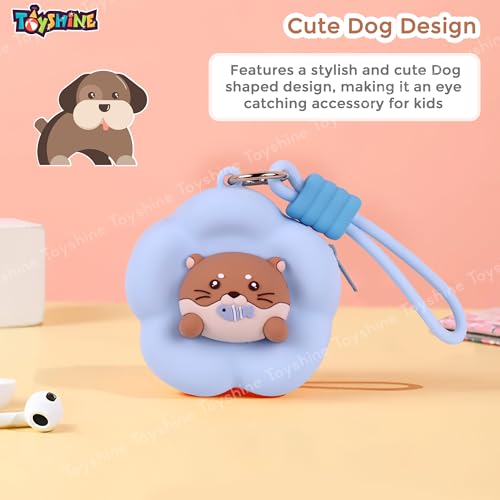 Toyshine Cute Dog Design Stylish EVA Handy Pouch Cum Silicone Purse Mini Portable Size, Easy to Clean with Durable Metal Zipper, Integrated Strap for Girls Kids, Blue - Image 2