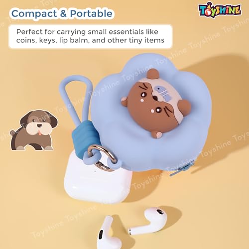 Toyshine Cute Dog Design Stylish EVA Handy Pouch Cum Silicone Purse Mini Portable Size, Easy to Clean with Durable Metal Zipper, Integrated Strap for Girls Kids, Blue - Image 3