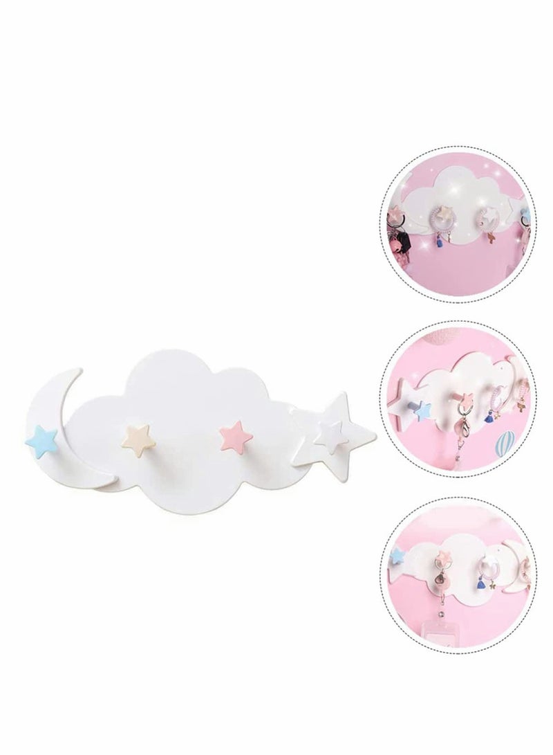 Excefore 2 Pcs Moon Star Cloud Shape Wall Hooks, Nail- Free Creative Heavy Duty Clothes Hangers Keys Ring Holder Adhesive Wall Racks  - Image 3