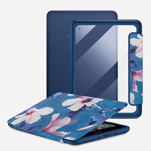 MOCA Case for 7 Inch Kindle Paperwhite 12th Gen 2024 and Signature Edition, Slim Shockproof Clear Back Cover, Auto Sleep/Wake Protective Case (Hibiscus) - Image 1