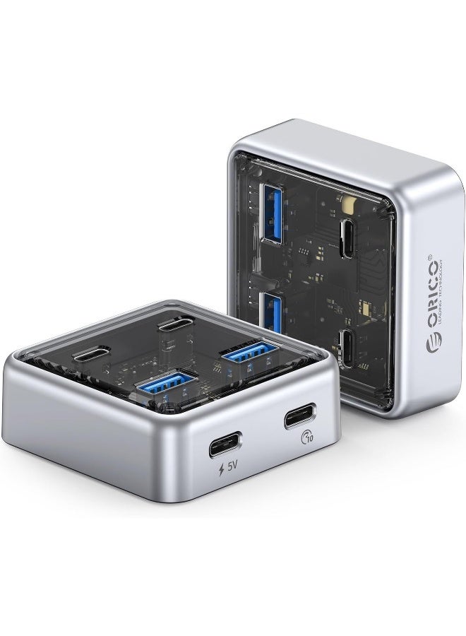 ORICO 10Gbps USB-C Hub, 4-Port Zinc Alloy USB 3.2 Splitter with 2 USB-A & 2 USB-C Ports, High-Speed Data Extender for Laptops, PCs, Desktops, and More - Image 1