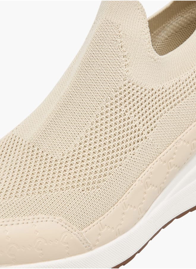 Le Confort - Women's Pull Tab Detail Flyknit Wedge Heeled Slip-On Shoes - Image 1