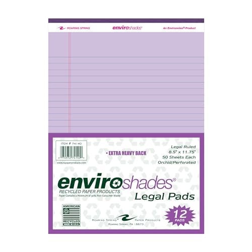 ROARING SPRING Enviroshades Recycled Colored Legal Pads, Orchid, 12 Pack, 8.5" x 11", Legal Ruled, 50 Sheets Per Pad, 15 lb Perforated Paper, Made in USA - Image 4