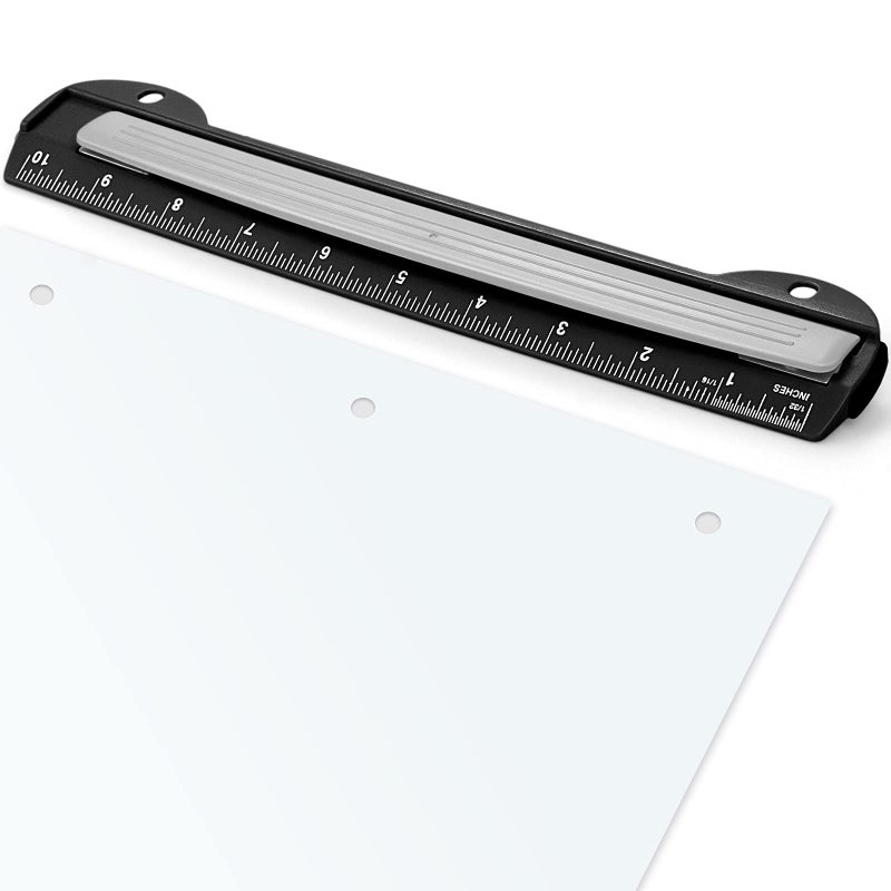 Eagle 3 Hole Punch, Portable Ring Binder 3 Hole Punch, Paper Puncher with Integrated Ruler, 5 Sheets Capacity, for Ring Binders, Office and School Supplies (Black) - Image 1