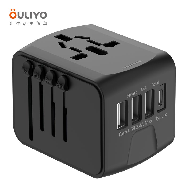 New Smart Recognition Output Converter Plug with 3 USB + TYPE-C for International Travel, Business, and Study Abroad