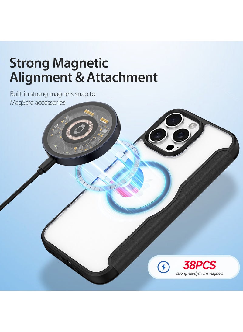 DUX DUCIS SKIN X Pro Case Anti-Yellowing Clear [Hard PC Back & Soft TPU Bumper] Magnetic Wireless Charging Flip Cover Shockproof Protective Phone Case Cover compatible with IPhone 16 Pro  (Black) - Image 4