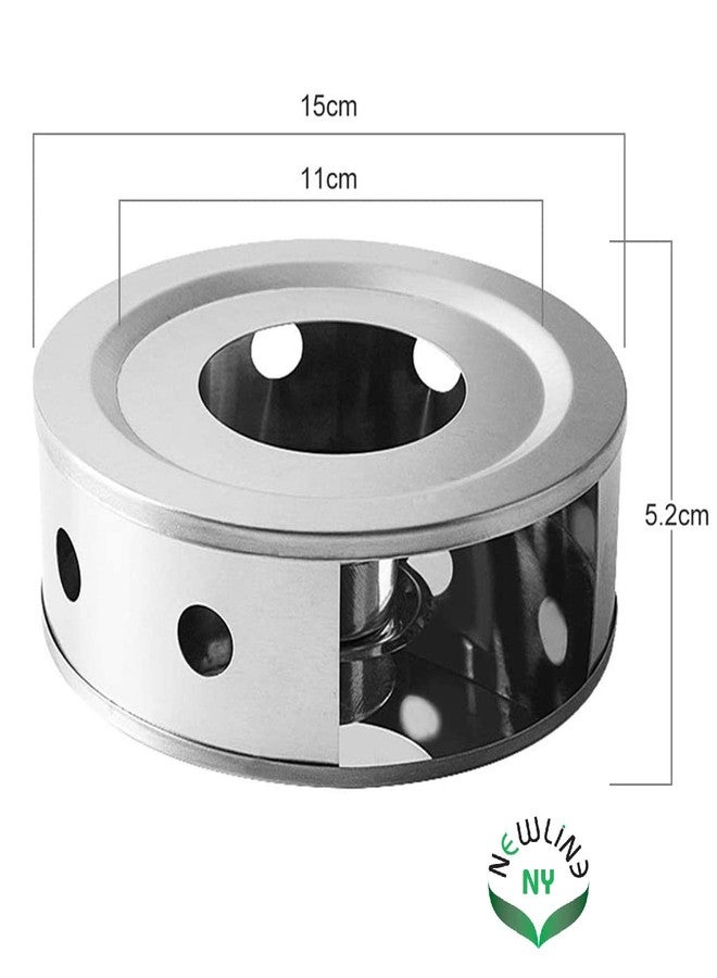 NEWLINE NY NewlineNY Stainless Steel Coffee Tea Warmers, Dual 6 Inches Circular Herb Tea Light Food Warmer Set (Candle not Included) - Image 5