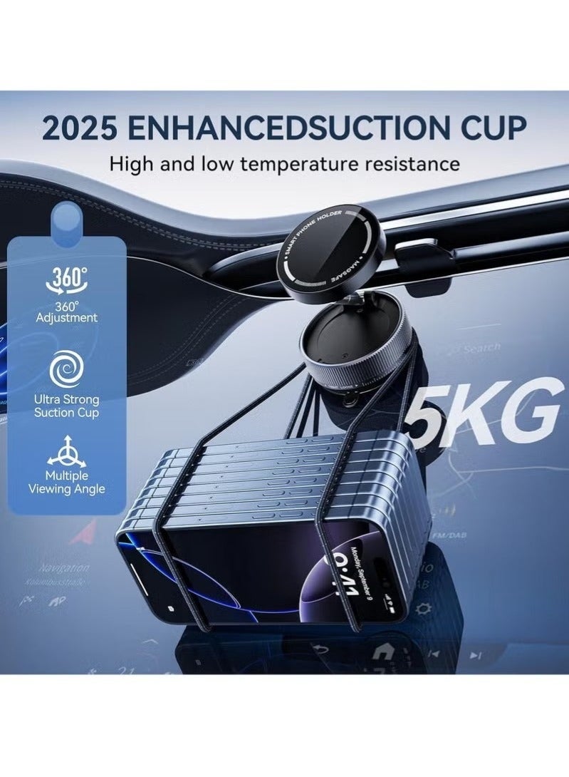 مجسيف حامل هاتف مغناطيسي شفط فراغي، حامل هاتف مغناطيسي للسيارة، حامل هاتف سيارة شفط قابل للتعديل بزاوية 360 درجة للسيارة/الأسطح الملساء/السفر/الصالة الرياضية - Image 4