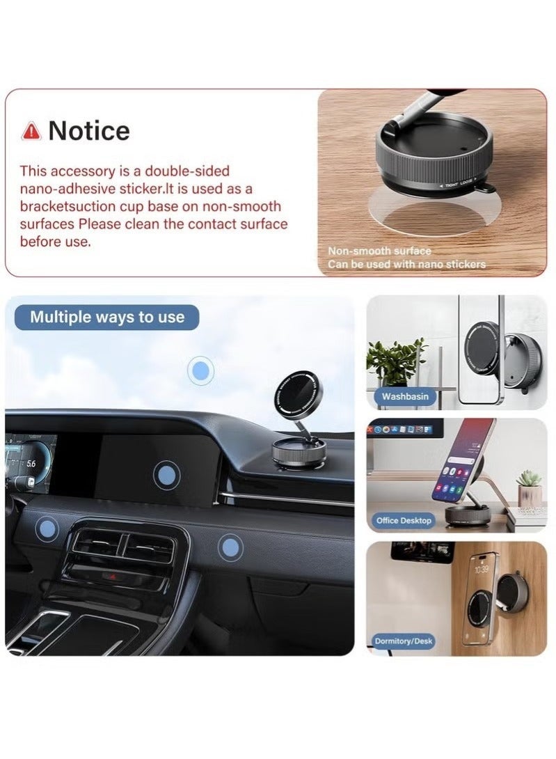 مجسيف حامل هاتف مغناطيسي شفط فراغي، حامل هاتف مغناطيسي للسيارة، حامل هاتف سيارة شفط قابل للتعديل بزاوية 360 درجة للسيارة/الأسطح الملساء/السفر/الصالة الرياضية - Image 5