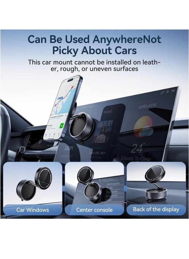 مجسيف حامل هاتف مغناطيسي شفط فراغي، حامل هاتف مغناطيسي للسيارة، حامل هاتف سيارة شفط قابل للتعديل بزاوية 360 درجة للسيارة/الأسطح الملساء/السفر/الصالة الرياضية - Image 2