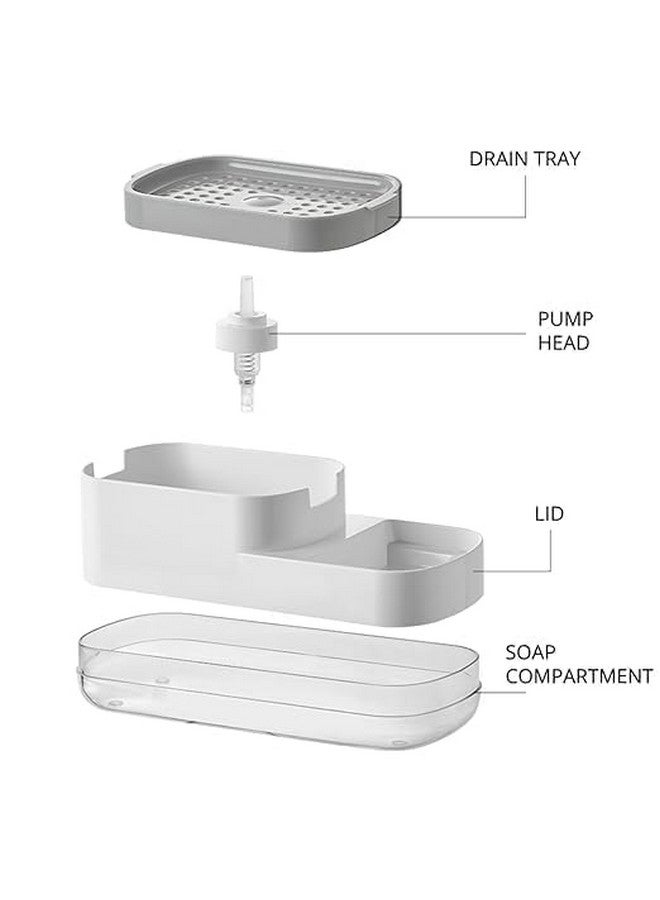 Zollyss Soap Dispenser for Kitchen with Sponge Holder, Hollow Design, Durable & Smooth Body, Rust Proof, 2 in 1 Liquid Soap Dispenser, Sink Dish Washing Soap Dispenser Set - Image 2