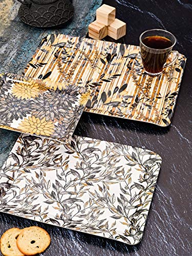Goodhomes Melamine Rectangular Serving Trays Set of 3 Different Sizes, MT132 - Image 4