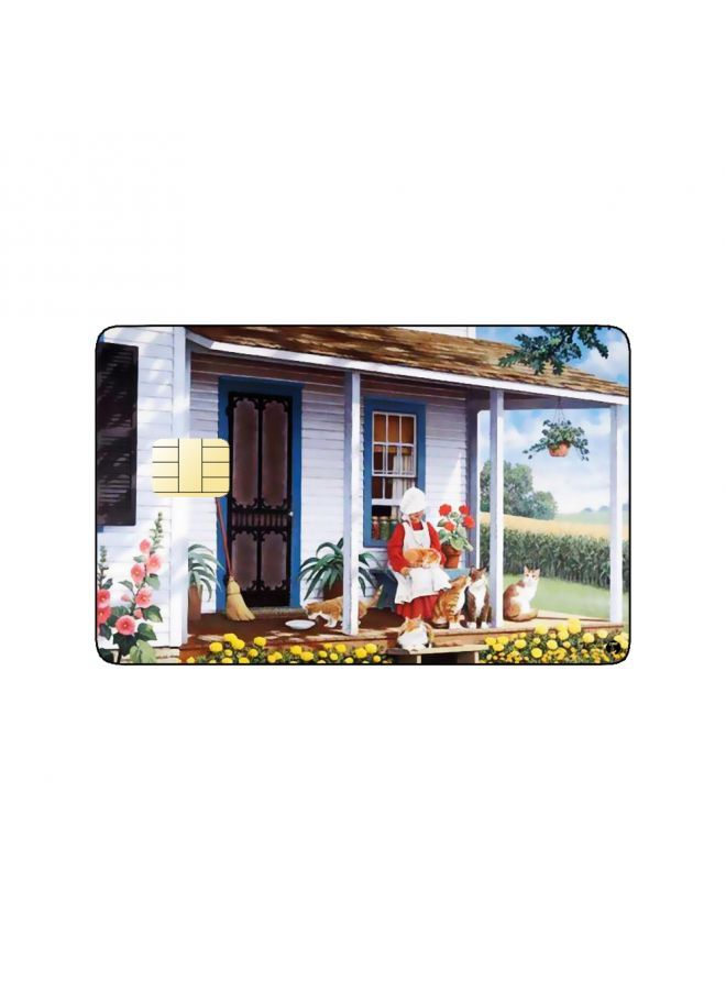 RKN PRINTED BANK CARD STICKER Beautiful Woman Vintage Art With Cats - Image 2