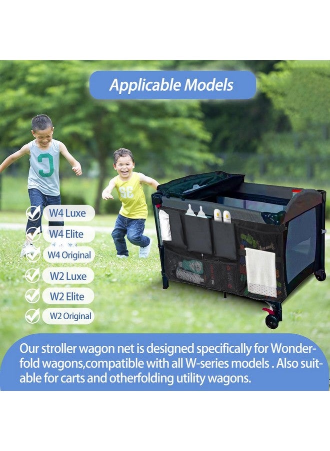 Abnaok Stroller Wagon Cargo Net, Abnaok Wagon Accessories Organizer Compatible with WONDERFOLD W-Series Models, Large Capacity Mesh Cargo Storage Bag with Sorting Pockets Compatible with Keenz Wagon - Image 3