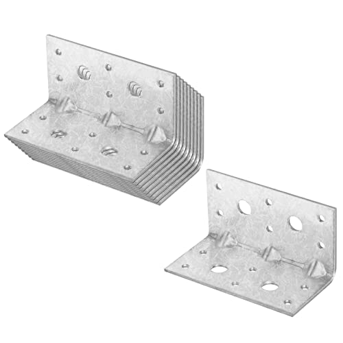 MOUNTAIN_ARK 10 Pack L Right Angle Bracket, Corner Braces with Reinforcing Rib, 2" x 2" x 4", Galvanized Steel - Image 3