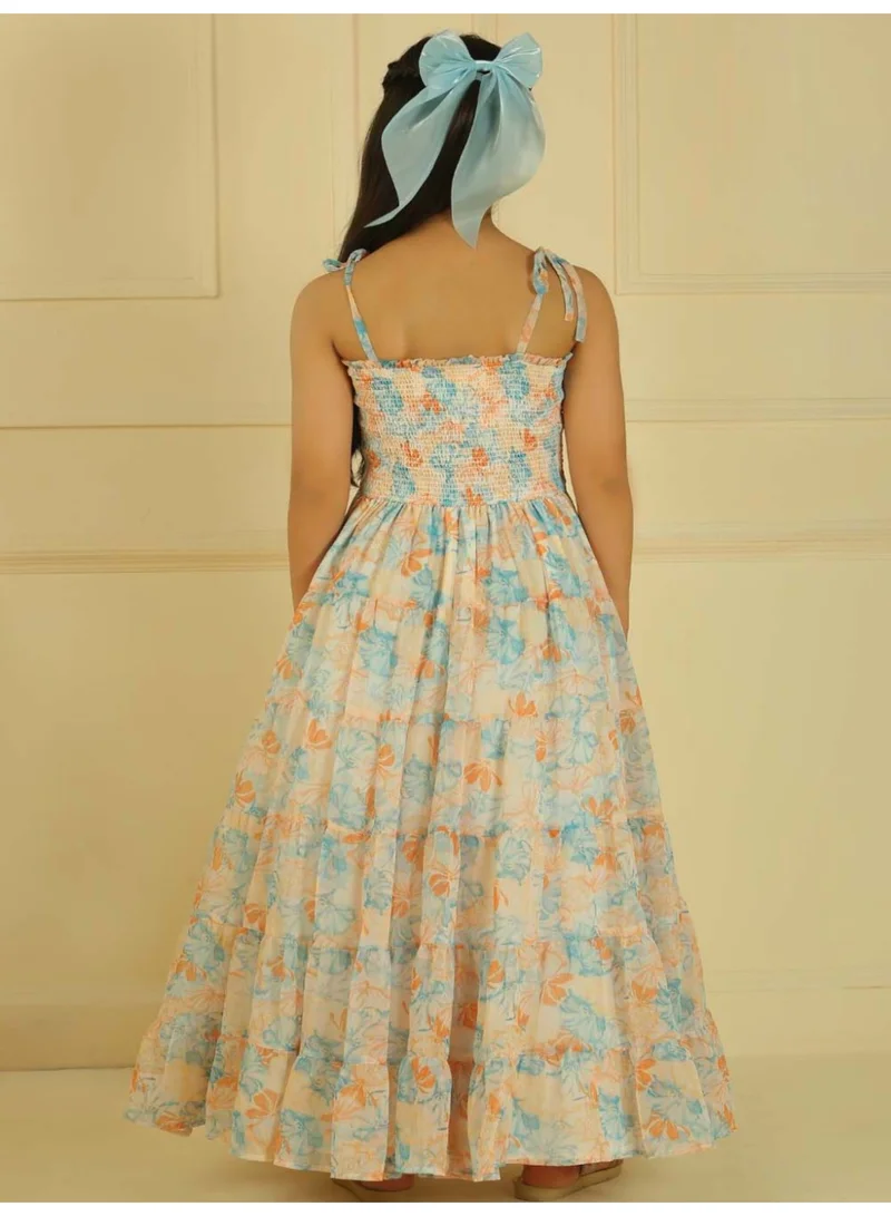 Luxe & Hardy فستان بناتي مزين بزهر الخوخ