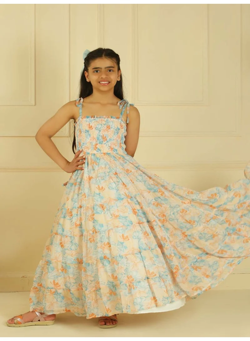 Luxe & Hardy فستان بناتي مزين بزهر الخوخ