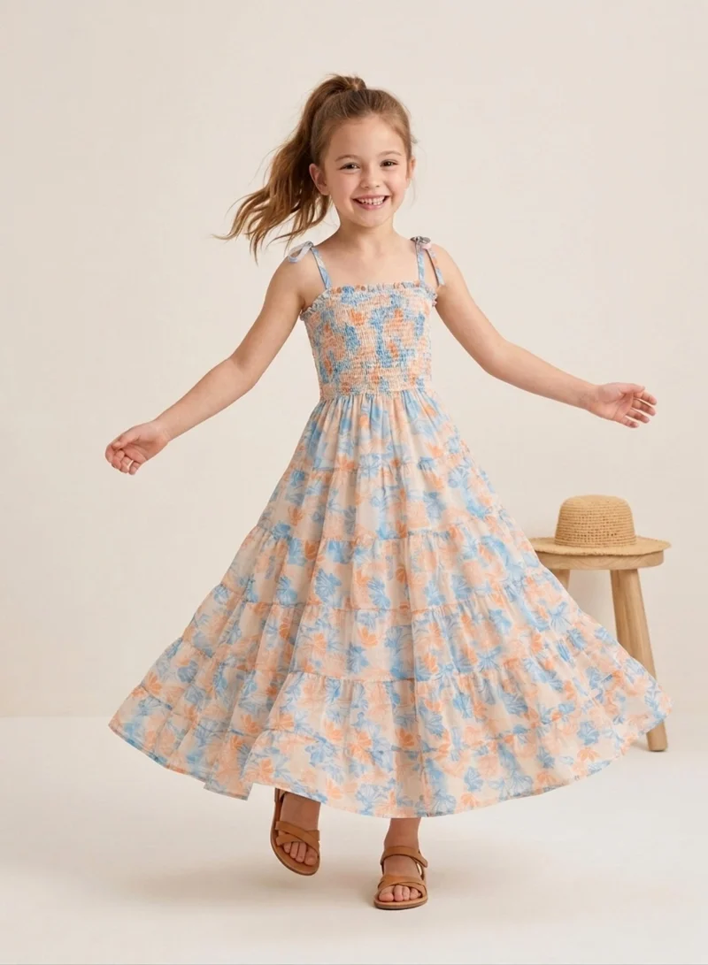 Luxe & Hardy Girl Peach Blossom Whimsy Dress
