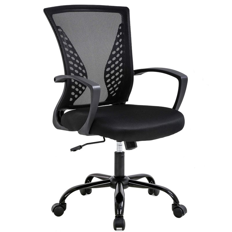 BestOffice Office Chair Ergonomic Desk Chair Mesh Computer Chair with Lumbar Support Armrest Mid Back Rolling Swivel Adjustable Task Chair for Women Adults, Black - Image 1