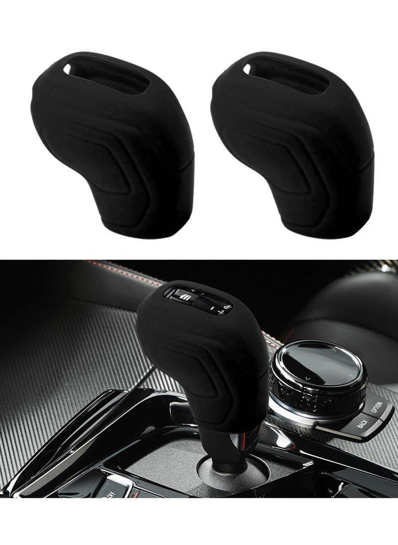 Generic 2PCS Car Gear Shift Knob Cover, Elastic Silicone Car Automatic Shift Protect Accessories, Anti-Slip Auto Knob Gear Stick Protector, Car Decoration for Men Women (New, Black)  - Image 1