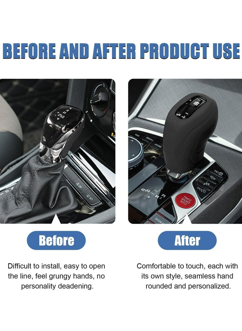 Generic 2PCS Car Gear Shift Knob Cover, Elastic Silicone Car Automatic Shift Protect Accessories, Anti-Slip Auto Knob Gear Stick Protector, Car Decoration for Men Women (New, Black)  - Image 5