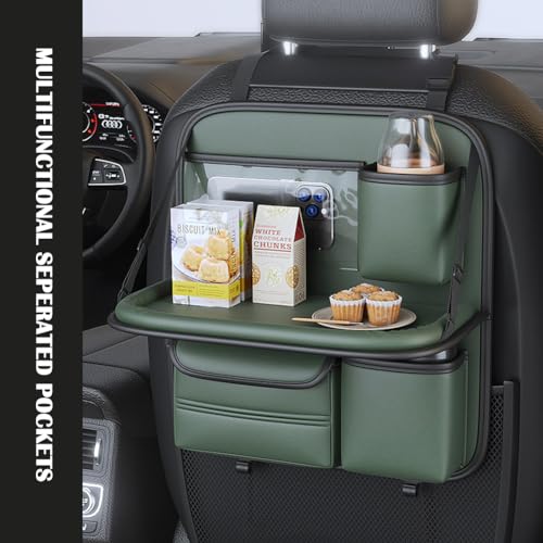 DURASIKO Car Backseat Organizer with Foldable Table Tray,Hanging Storage Bag with Touch Screen Phone Holder,Premium PU Leather Material,Compatible with Most Vehicles,Inner Car Accessories - Image 4