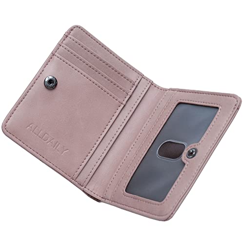 Alldaily Small RFID Wallet for Women Slim Compact Bifold Pocket Ladies Travel Mini Purse (Dark Pink) - Image 1