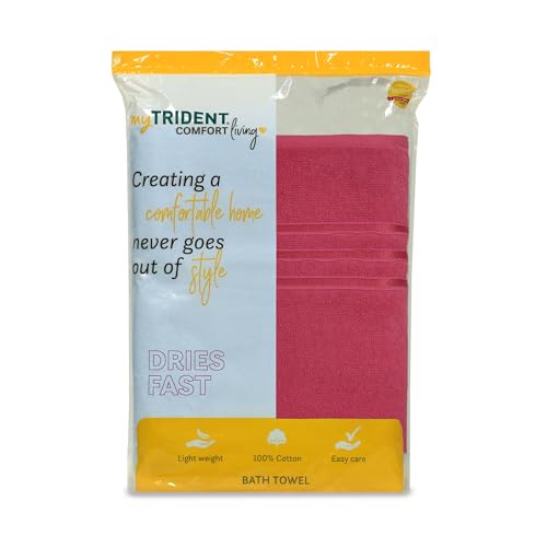 MYTRIDENT Bath Towel for Men/Women | Comfort Living | Quick Drying | Travel Friendly | 1 Piece Large Size 100% Cotton 400 GSM | 70cms x 140cms - Tango Tomato - Image 4