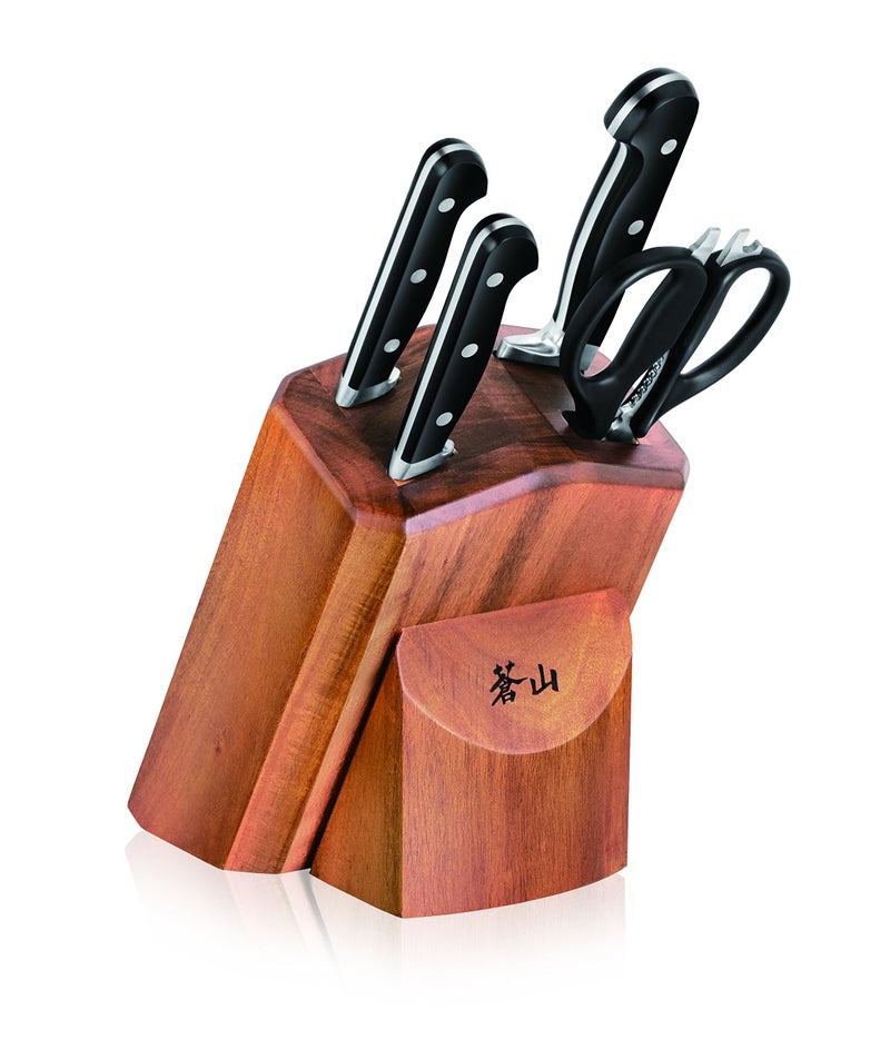 Cangshan V2 Series 1022520 German Steel Forged 5Piece Starter Knife Block Set Acacia