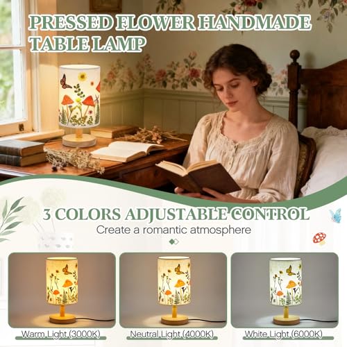 Hortsun Pressed Flower Vintage Table Lamp, Cottagecore Boho Rustic Night Light, Gift Box Packed Decorative Lamp for Bedroom Living Room Office, Ideal Gift for Women on Mother's Day - Image 4