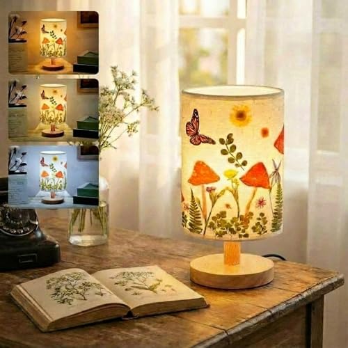 Hortsun Pressed Flower Vintage Table Lamp, Cottagecore Boho Rustic Night Light, Gift Box Packed Decorative Lamp for Bedroom Living Room Office, Ideal Gift for Women on Mother's Day - Image 1