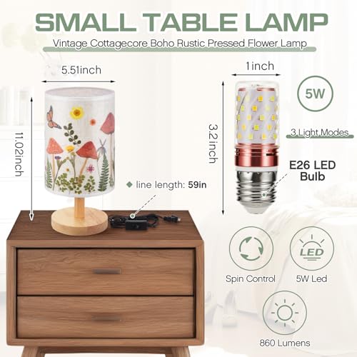 Hortsun Pressed Flower Vintage Table Lamp, Cottagecore Boho Rustic Night Light, Gift Box Packed Decorative Lamp for Bedroom Living Room Office, Ideal Gift for Women on Mother's Day - Image 2