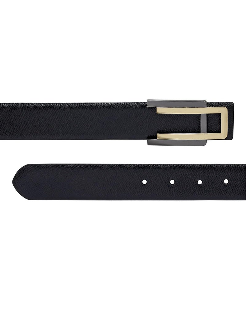 Da Milano Press Pin Leather Belt for Men - Black (Size- 100 cm) - Image 3