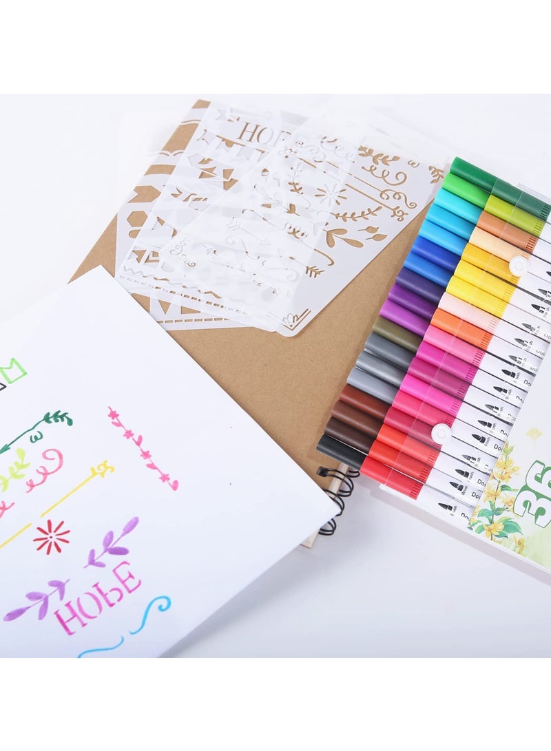 Brush Pens Markers for Adult Coloring Books, Calligraphy Markers for Lettering, Dual Tip Brush Pens for Kids Drawing, Color Markers Fine Tip Pens for Art, Journal Planner, Doodle 36 Colors - Image 4