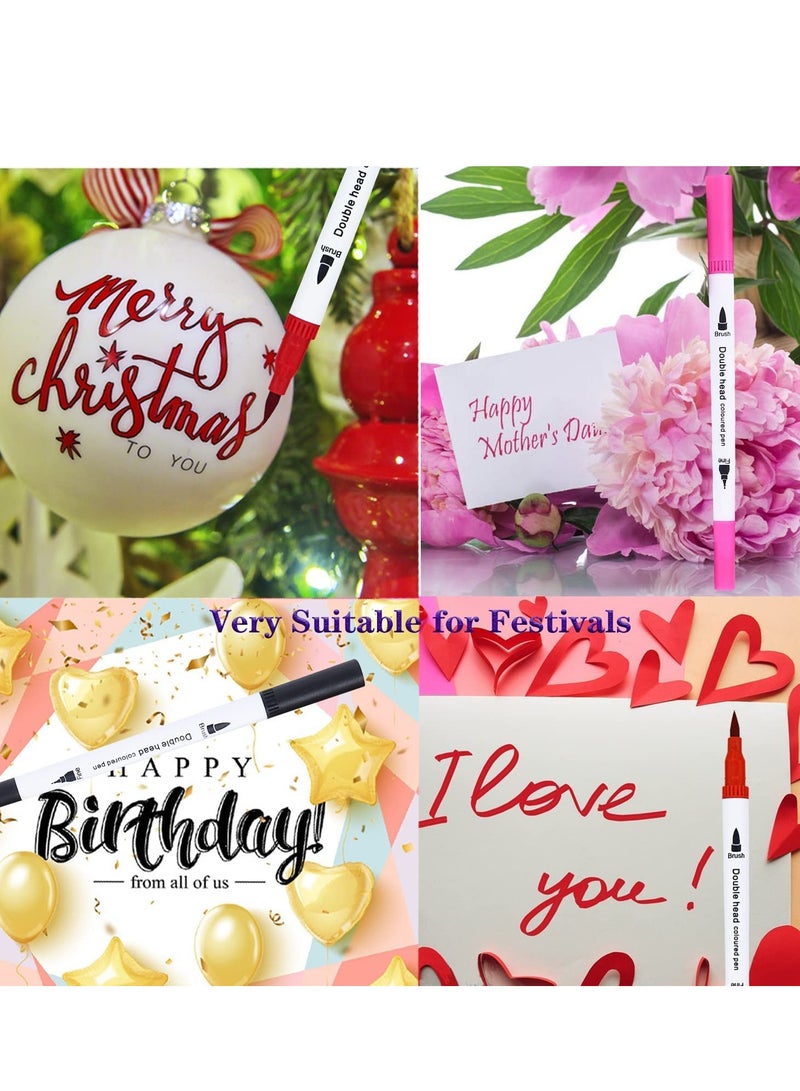 Brush Pens Markers for Adult Coloring Books, Calligraphy Markers for Lettering, Dual Tip Brush Pens for Kids Drawing, Color Markers Fine Tip Pens for Art, Journal Planner, Doodle 36 Colors - Image 3