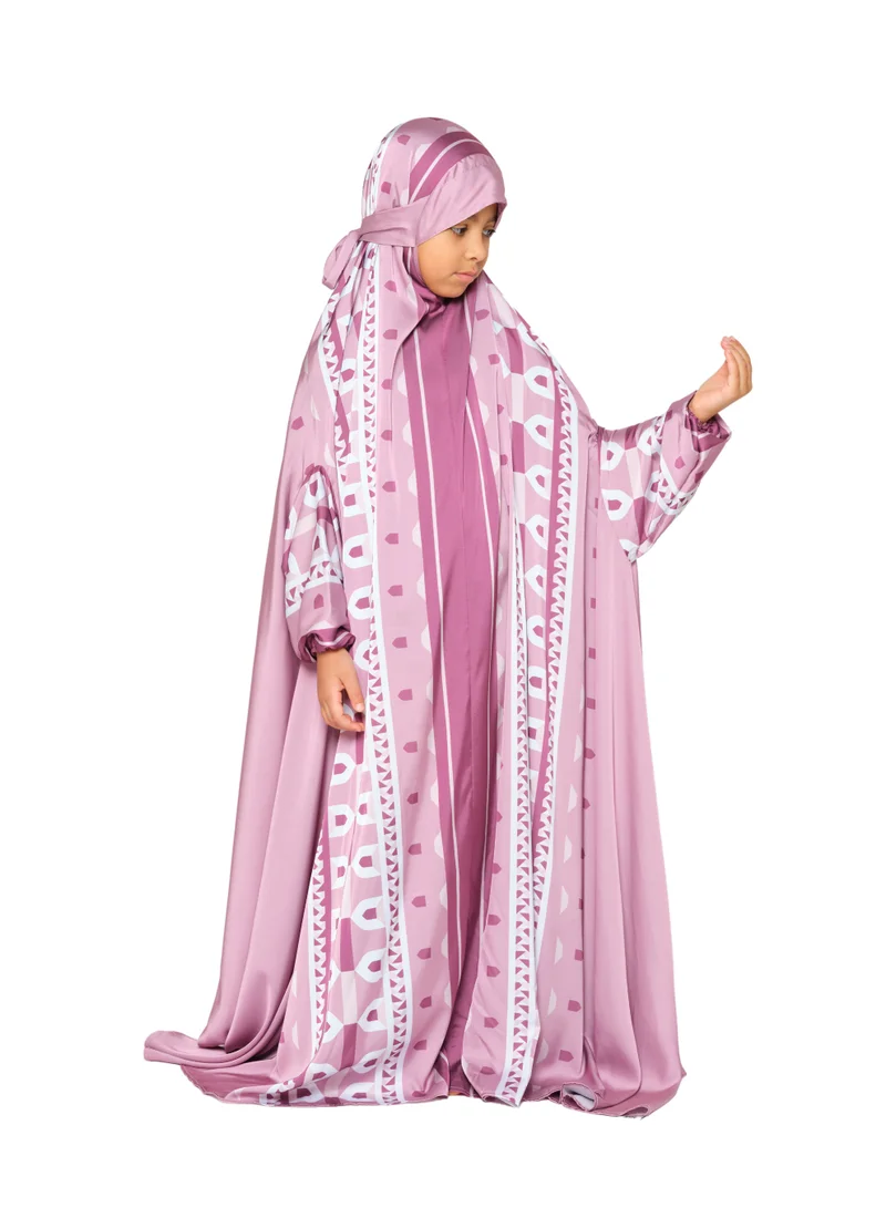 Sabr 'Casablanca' Kids Prayer Dress With Travel Pouch, Pink