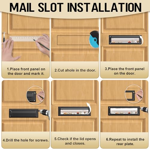 Profasion 10 inch Mail Slot for Front Door, Stainless Steel Mail Slot Cover, Easy to Install, 1 Pack, 10"×3", Black - Image 4