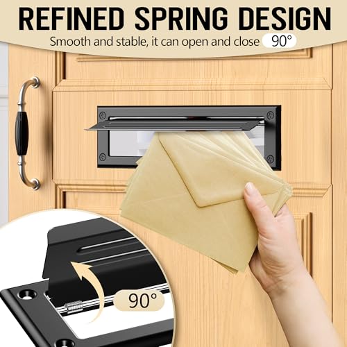 Profasion 10 inch Mail Slot for Front Door, Stainless Steel Mail Slot Cover, Easy to Install, 1 Pack, 10"×3", Black - Image 3