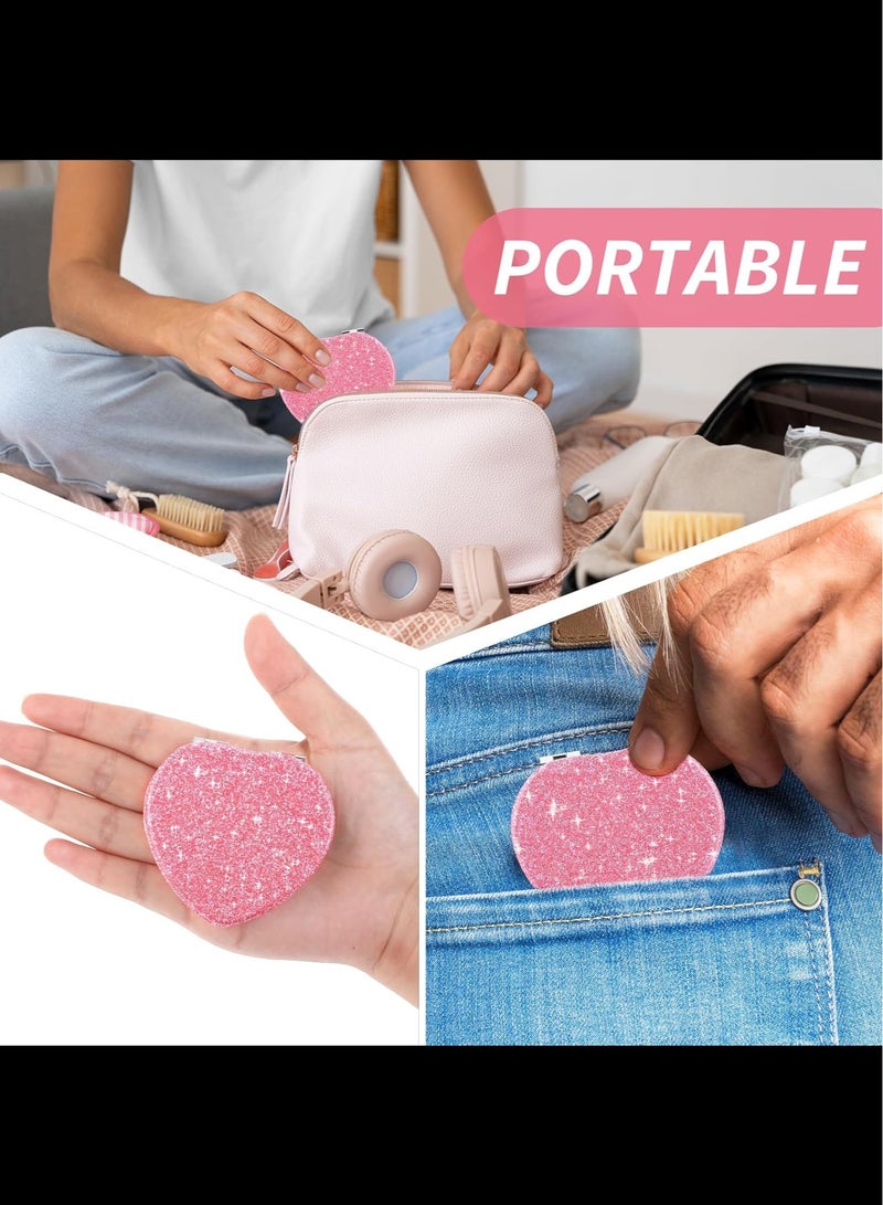 AVACraft 1Pc Pocket Mirror, Mini Vanity Mirror, Portable Travel Makeup Mirror for Purse, Double-Sided Cute Glitter Cosmetic Mirror for Women,Pink - Image 3