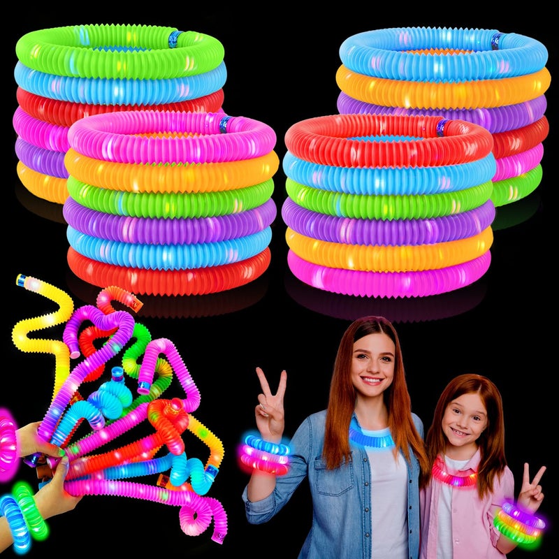 Wondrus Glow Sticks Goodie Gift Bag Stuffers for Kids 36 PCSLight up Pop Tube Bracelet Necklace for ToddlersGlow in the Dark Party Favors DecorationsEaster Basket Essentials Ideas Games Prizes for Boy Girl - Image 3